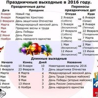Праздничные выходные в 2016 году