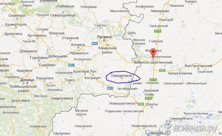Карта луганской области с границей россии